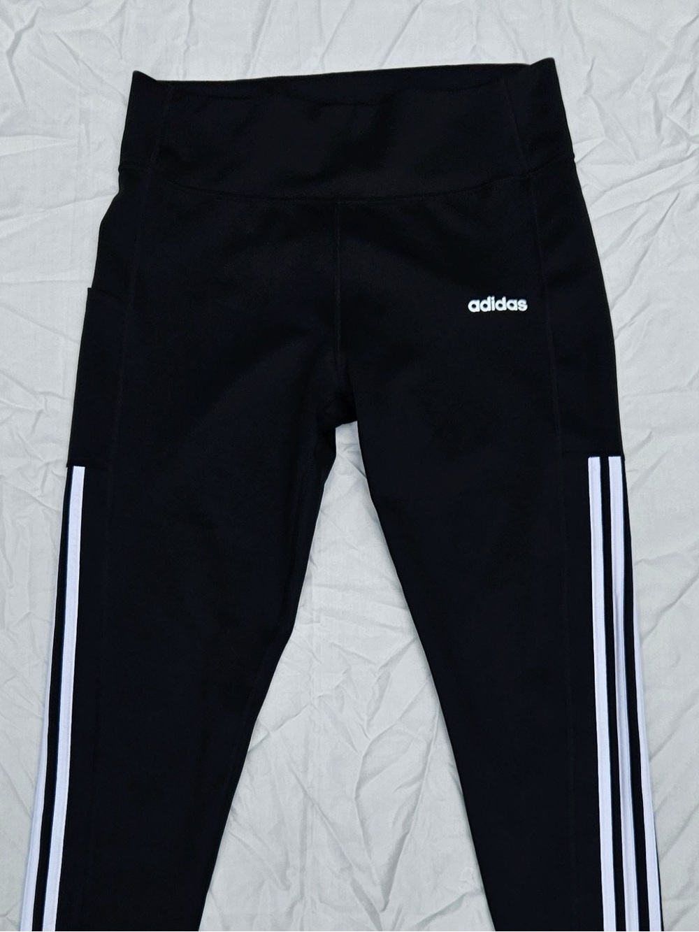 adidas Ladies Black Leggings with White Side Stripes